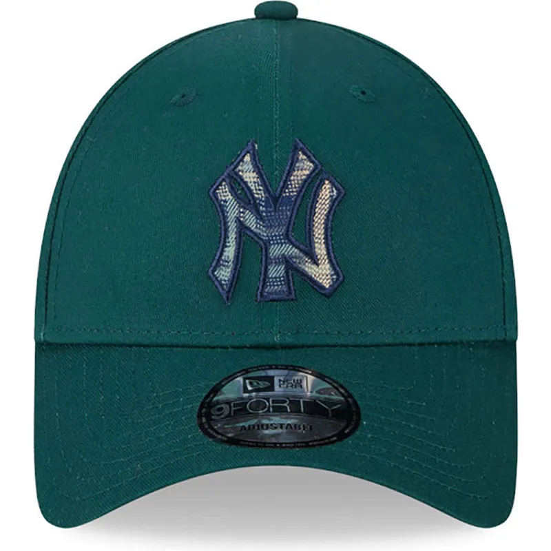 cappelli-curva-verde-cinghia-regolabile-9forty-check-infill-dei-new-york-yankees-mlb-di-new-era