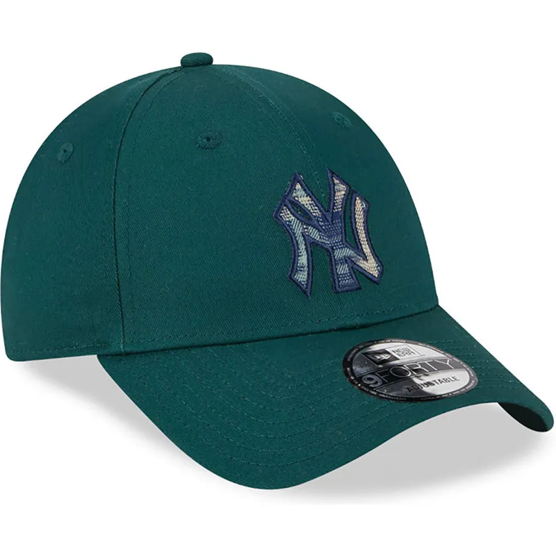 cappelli-curva-verde-cinghia-regolabile-9forty-check-infill-dei-new-york-yankees-mlb-di-new-era