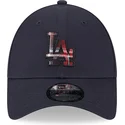 cappellino-curvo-blu-marino-regolabile-9forty-check-infill-dei-los-angeles-dodgers-mlb-di-new-era