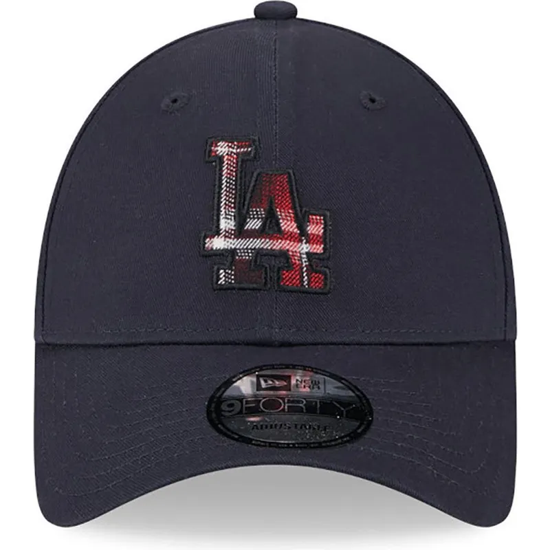 cappellino-curvo-blu-marino-regolabile-9forty-check-infill-dei-los-angeles-dodgers-mlb-di-new-era