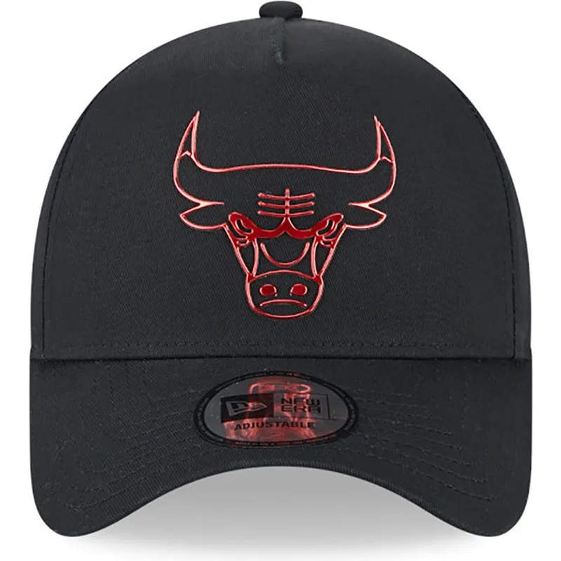 cappellino-visiera-curva-nero-snapback-a-frame-foil-pack-di-chicago-bulls-nba-di-new-era