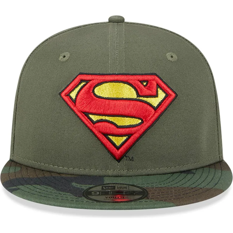 cappelli-piatta-verde-snapback-per-bambino-camuflaje-9fifty-dei-superman-dc-comics-di-new-era