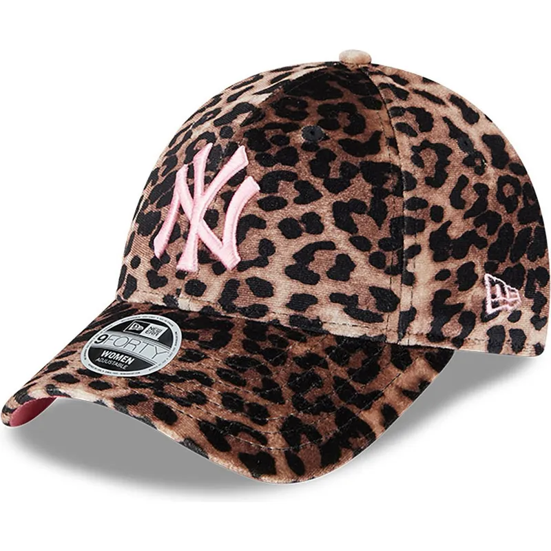 cappelli-curva-leopardo-cinghia-regolabile-rosa-9forty-velour-dei-new-york-yankees-mlb-di-new-era