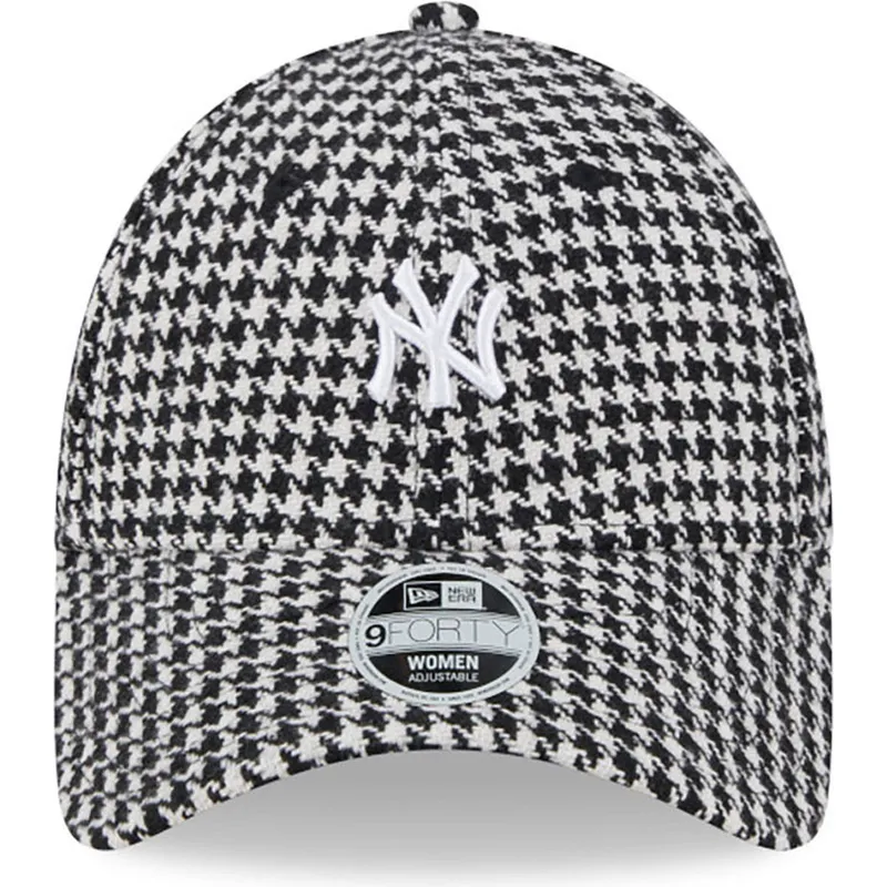 mutzen-gebogen-schwarz-verstellbares-band-9forty-houndstooth-der-new-york-yankees-mlb-von-new-era