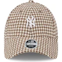 cappelli-curva-marrone-cinghia-regolabile-9forty-houndstooth-dei-new-york-yankees-mlb-di-new-era