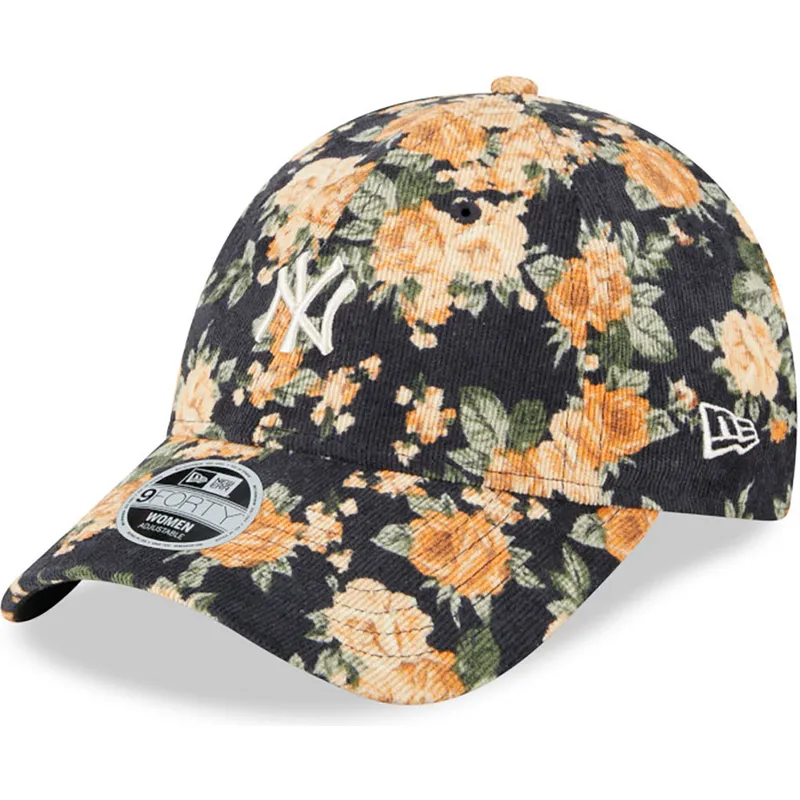 cappelli-curva-blu-marino-cinghia-regolabile-9forty-floral-cord-dei-new-york-yankees-mlb-di-new-era