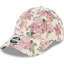 mutzen-gebogen-beige-verstellbares-band-rosa-9forty-floral-cord-der-new-york-yankees-mlb-von-new-era
