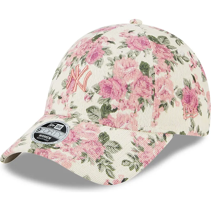 cappelli-curva-beige-cinghia-regolabile-rosa-9forty-floral-cord-dei-new-york-yankees-mlb-di-new-era