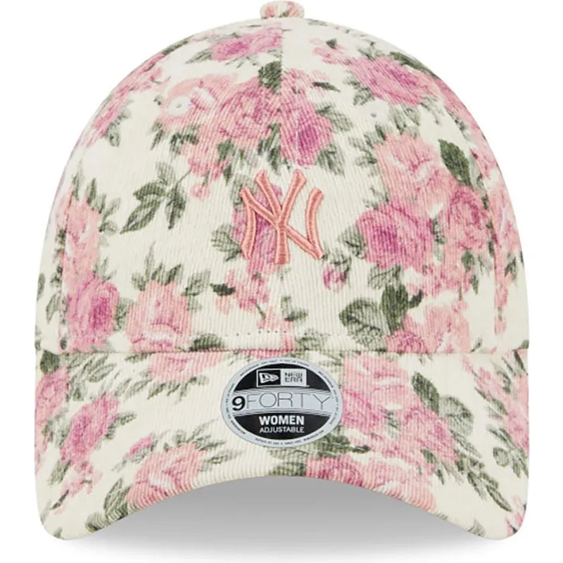 cappelli-curva-beige-cinghia-regolabile-rosa-9forty-floral-cord-dei-new-york-yankees-mlb-di-new-era