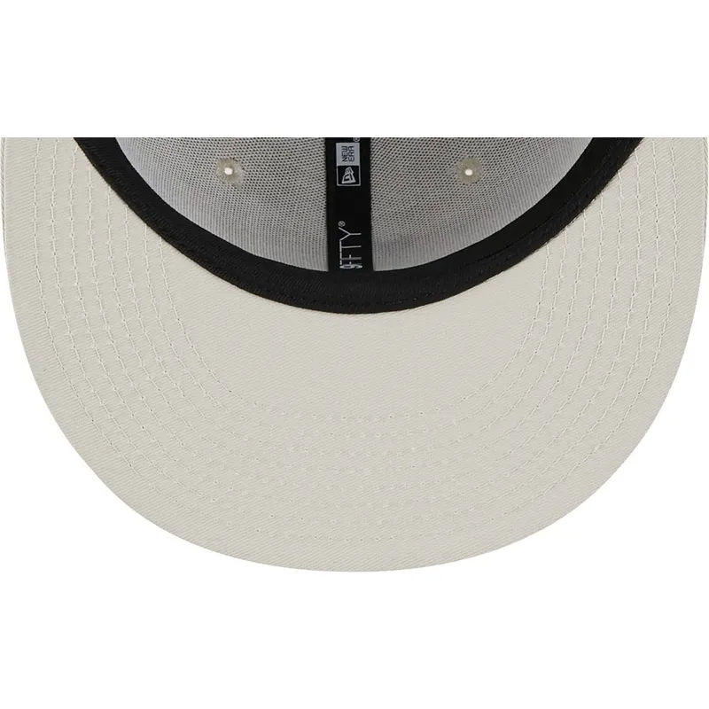 mutzen-flach-beige-snapback-marron-9fifty-league-essential-der-los-angeles-dodgers-mlb-von-new-era