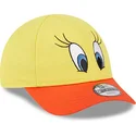 verstellbare-gelb-orangefarbene-9forty-kinder-cap-mit-gebogenem-schirm-tweety-looney-tunes-von-new-era
