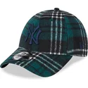 cappellino-curvo-verde-regolabile-con-logo-blu-9forty-check-dei-new-york-yankees-mlb-di-new-era