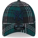 new-era-curved-brim-blue-logo-9forty-check-new-york-yankees-mlb-green-adjustable-cap