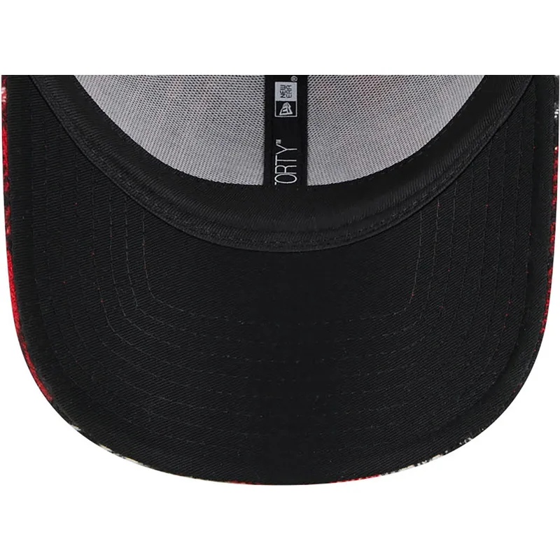 cappelli-curva-rosso-cinghia-regolabile-negro-9forty-check-dei-los-angeles-dodgers-mlb-di-new-era