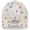 cappellino-curvo-beige-regolabile-per-bambino-9forty-festive-dei-new-york-yankees-mlb-di-new-era