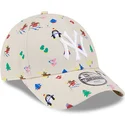 beige-verstellbare-kinder-cap-9forty-festive-der-new-york-yankees-mlb-von-new-era