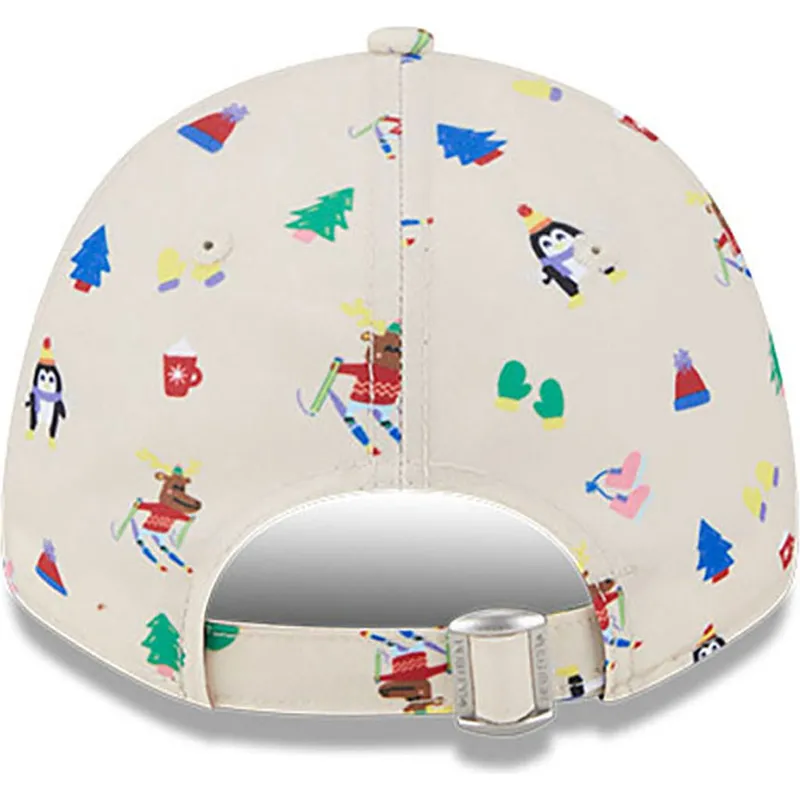 cappellino-curvo-beige-regolabile-per-bambino-9forty-festive-dei-new-york-yankees-mlb-di-new-era