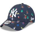 cappello-curvo-blu-navy-regolabile-per-bambino-9forty-festive-dei-new-york-yankees-mlb-di-new-era