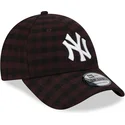 cappellino-curvo-marrone-regolabile-9forty-flannel-dei-new-york-yankees-mlb-di-new-era
