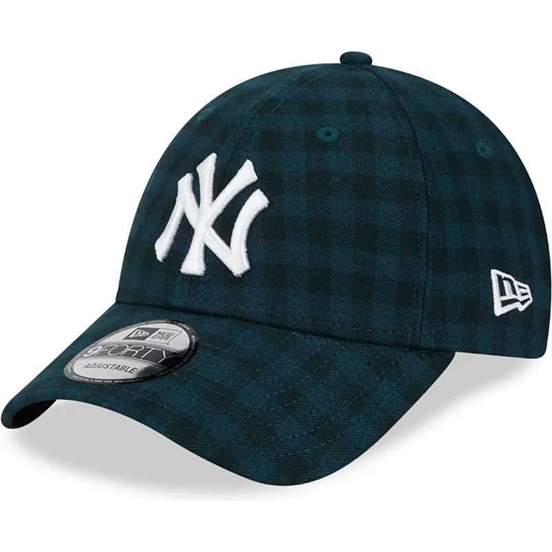 cappellino-curvo-verde-regolabile-9forty-flannel-dei-new-york-yankees-mlb-di-new-era