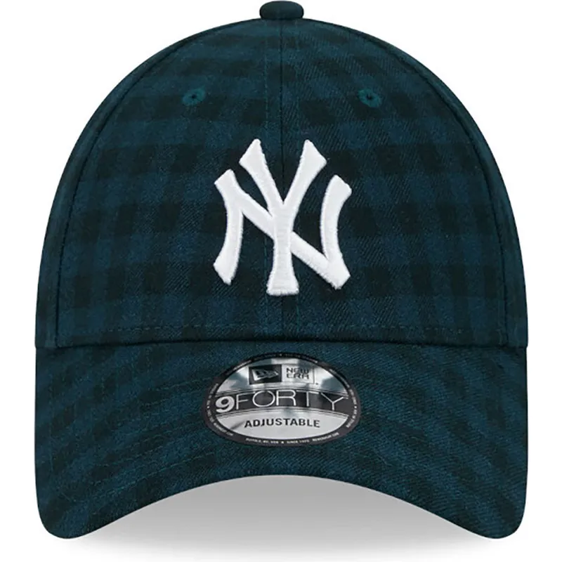 grune-verstellbare-9forty-flanell-kappe-der-new-york-yankees-mlb-von-new-era