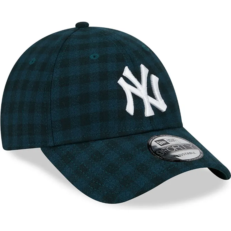 cappellino-curvo-verde-regolabile-9forty-flannel-dei-new-york-yankees-mlb-di-new-era