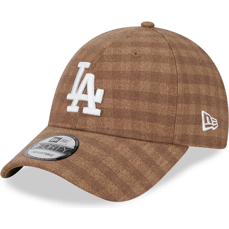 mutzen-gebogen-braun-verstellbares-band-9forty-flannel-der-los-angeles-dodgers-mlb-von-new-era