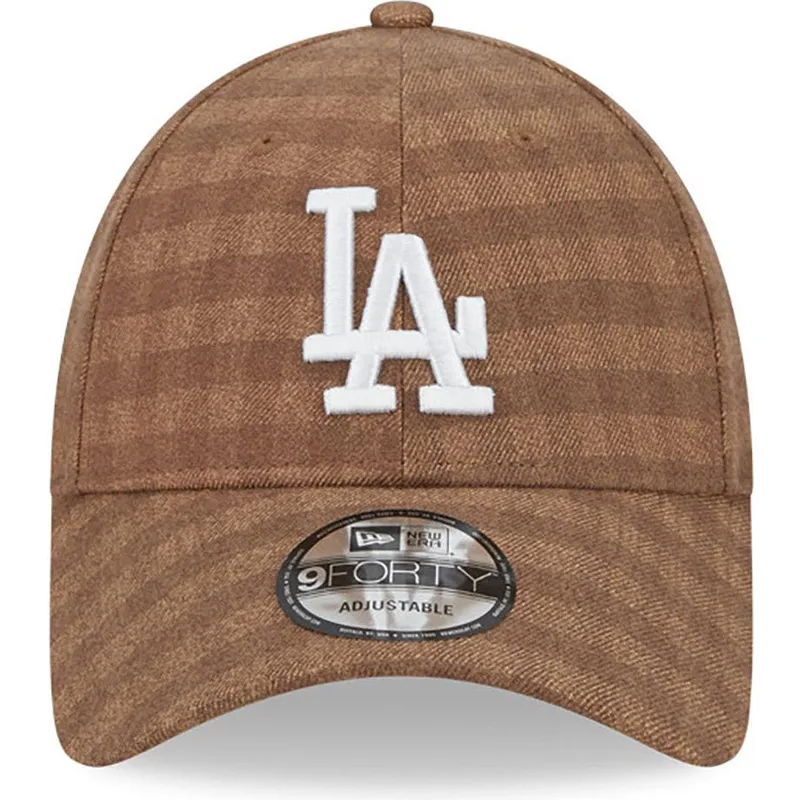 cappelli-curva-marrone-cinghia-regolabile-9forty-flannel-dei-los-angeles-dodgers-mlb-di-new-era