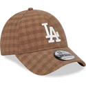 cappelli-curva-marrone-cinghia-regolabile-9forty-flannel-dei-los-angeles-dodgers-mlb-di-new-era