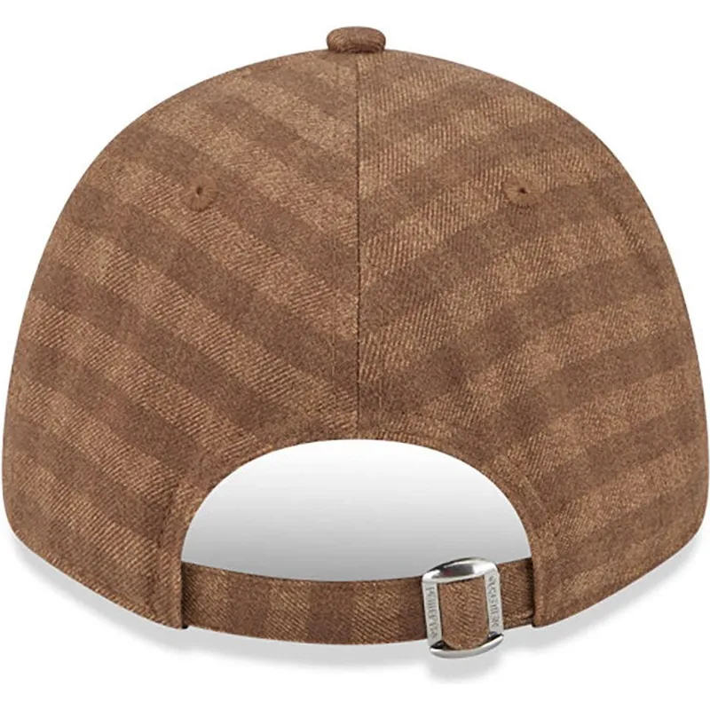 verstellbare-braune-9forty-flanell-cap-mit-gebogenem-schirm-der-los-angeles-dodgers-mlb-von-new-era
