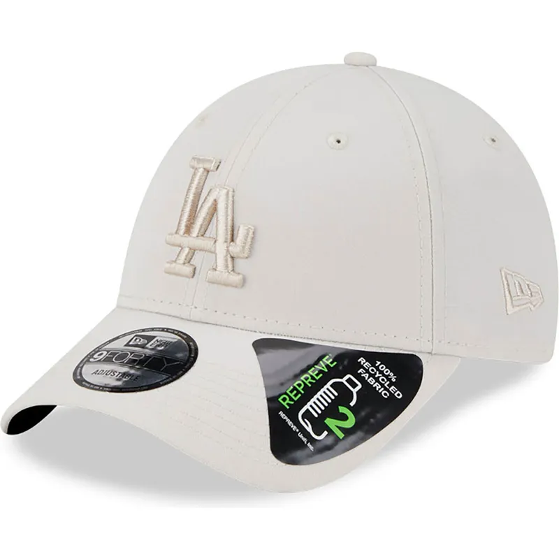 cappelli-curva-beige-cinghia-regolabile-9forty-repreve-outline-dei-los-angeles-dodgers-mlb-di-new-era