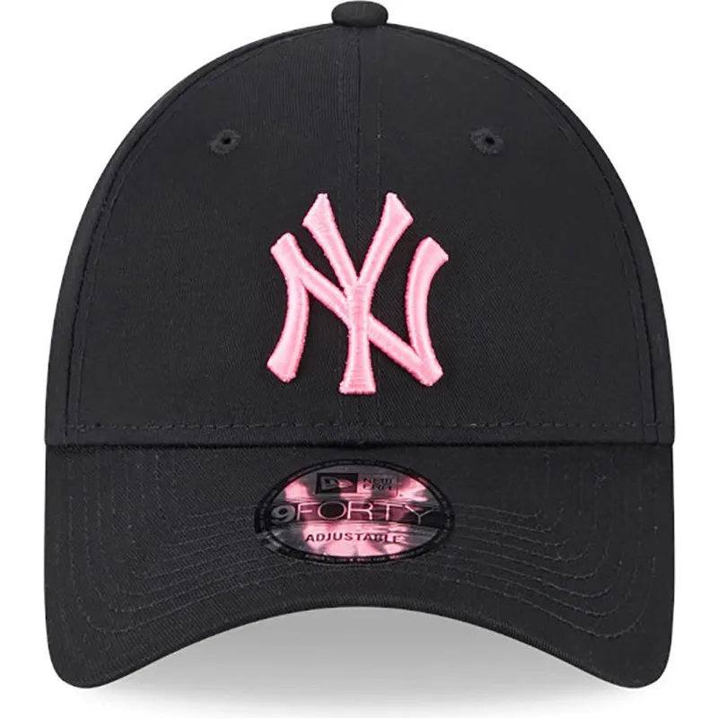 mutzen-gebogen-schwarz-verstellbares-band-rosa-9forty-neon-der-new-york-yankees-mlb-von-new-era