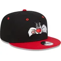 schwarze-und-rote-flache-snapback-kappe-9fifty-von-silvestre-looney-tunes-von-new-era