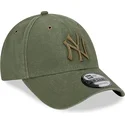 verstellbare-grune-gebogene-kappe-mit-grunem-logo-9forty-washed-canvas-der-new-york-yankees-mlb-von-new-era