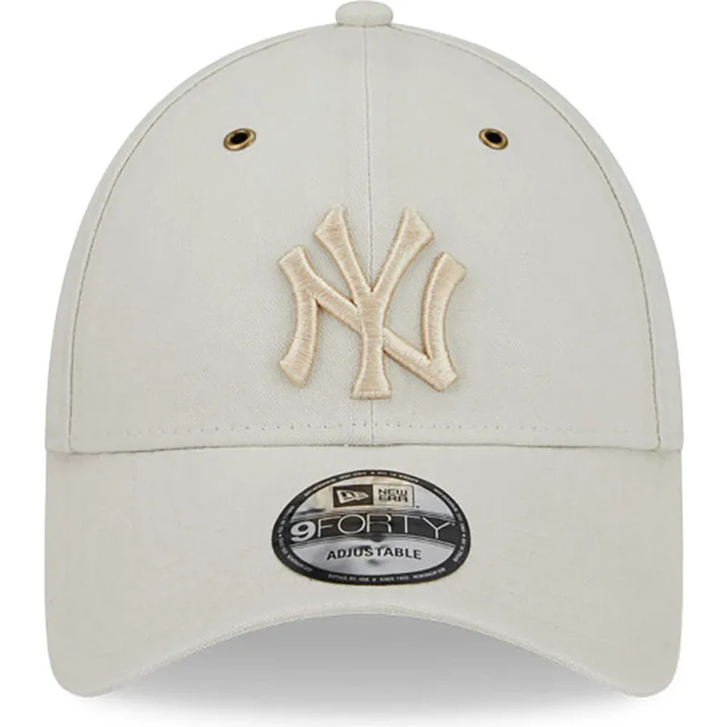 cappelli-curva-beige-cinghia-regolabile-9forty-washed-canvas-dei-new-york-yankees-mlb-di-new-era
