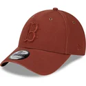 cappellino-curvo-marrone-regolabile-con-logo-marrone-9forty-washed-canvas-dei-boston-red-sox-mlb-di-new-era