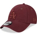 casquette-courbee-grenat-ajustable-avec-logo-grenat-9forty-washed-canvas-los-angeles-dodgers-mlb-new-era