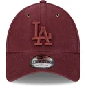 casquette-courbee-grenat-ajustable-avec-logo-grenat-9forty-washed-canvas-los-angeles-dodgers-mlb-new-era