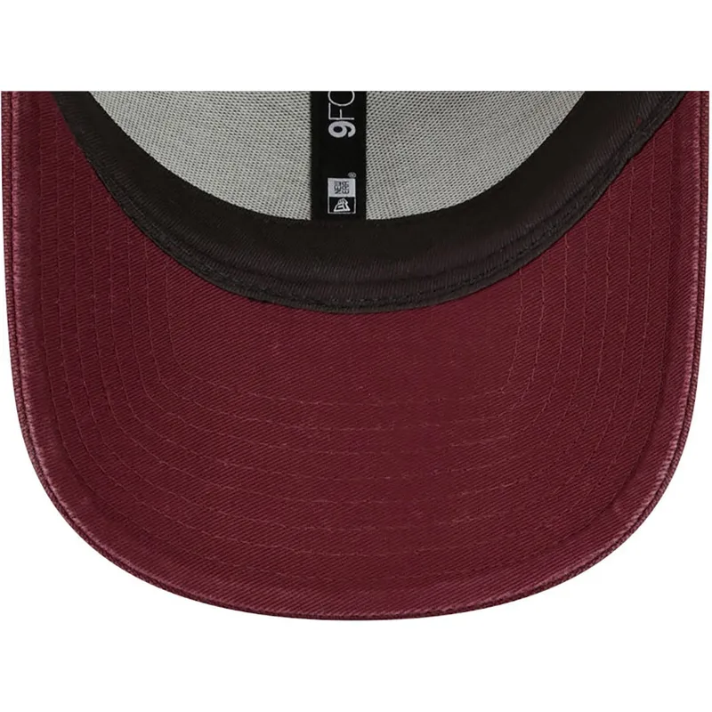 cappelli-curva-rosso-cinghia-regolabile-granate-granate-9forty-washed-canvas-dei-los-angeles-dodgers-mlb-di-new-era