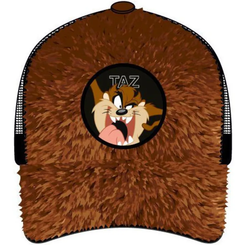 cappellino-trucker-marrone-e-nero-tazmania-devil-fur1-taz1-looney-tunes-di-capslab