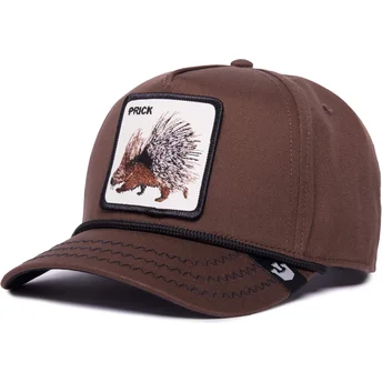 cappellino-visiera-curva-marrone-snapback-porcospino-prick-porcupine-100-the-farm-all-over-canvas-di-goorin-bros