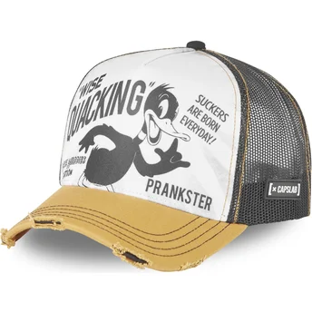 Cappellino trucker bianco, nero e giallo Daffy Duck LOO8 DUC1 Looney Tunes di Capslab