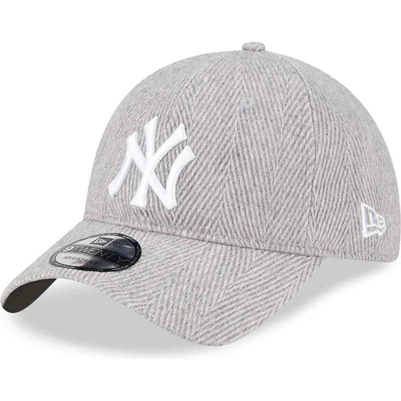 cappelli-curva-grigio-cinghia-regolabile-9twenty-herringbone-dei-new-york-yankees-mlb-di-new-era