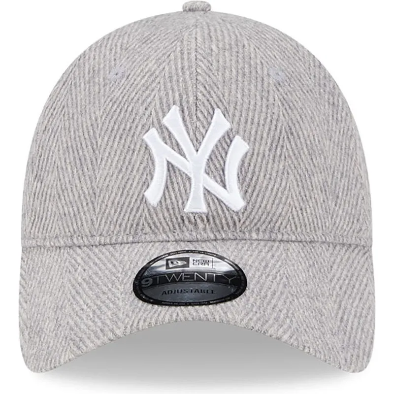 cappelli-curva-grigio-cinghia-regolabile-9twenty-herringbone-dei-new-york-yankees-mlb-di-new-era