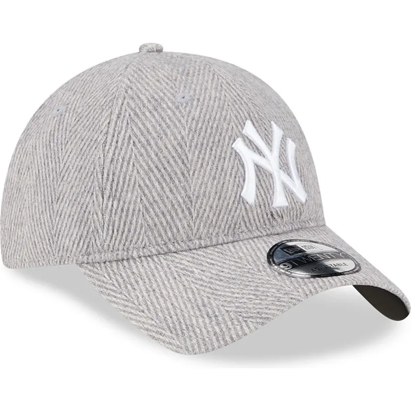 cappelli-curva-grigio-cinghia-regolabile-9twenty-herringbone-dei-new-york-yankees-mlb-di-new-era