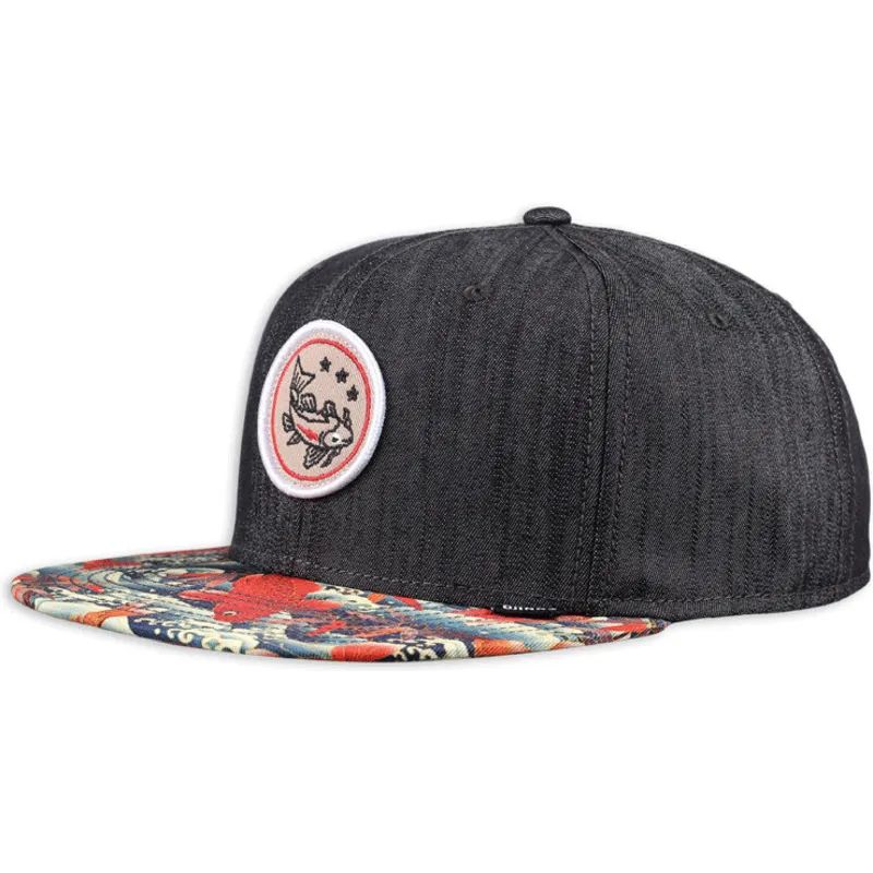 cappello-piatto-nero-snapback-koi-linen-di-djinns