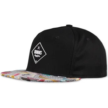 Schwarze Snapback-Kappe mit flachem Schirm Rubber Aztek von Djinns