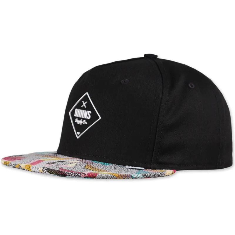 schwarze-flache-snapback-kappe-rubber-aztek-von-djinns