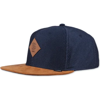 Djinns Honey Knit marineblå og brun snapback flad kasket