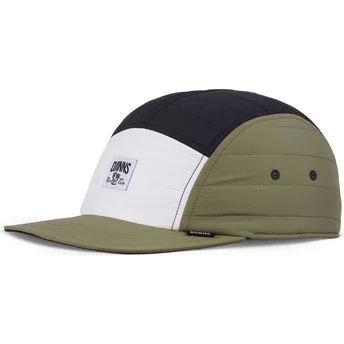 Gorra plana blanca, negra y verde ajustable Puffy Nylon de Djinns